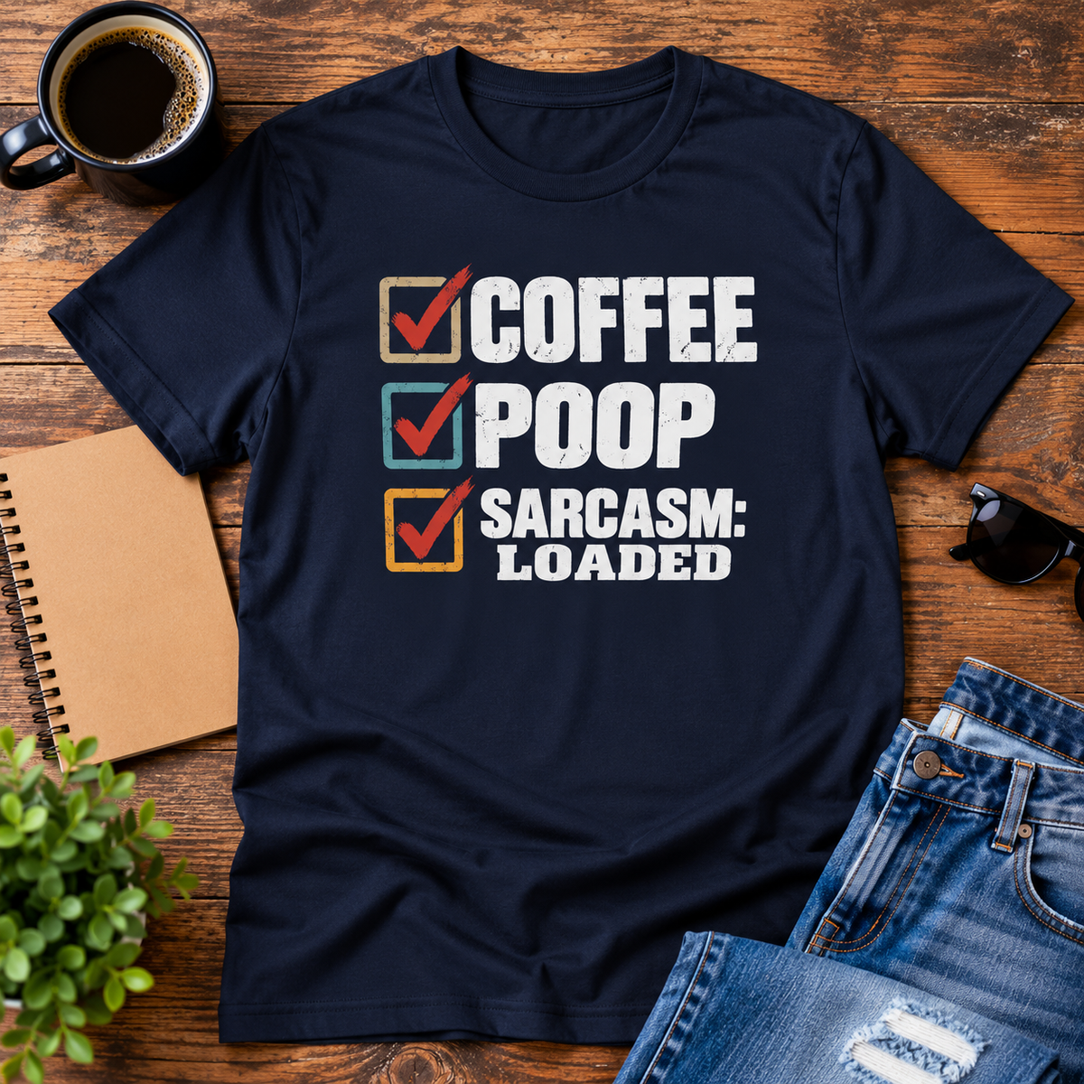 Coffee Poop Sarcasm Loaded T-Shirt