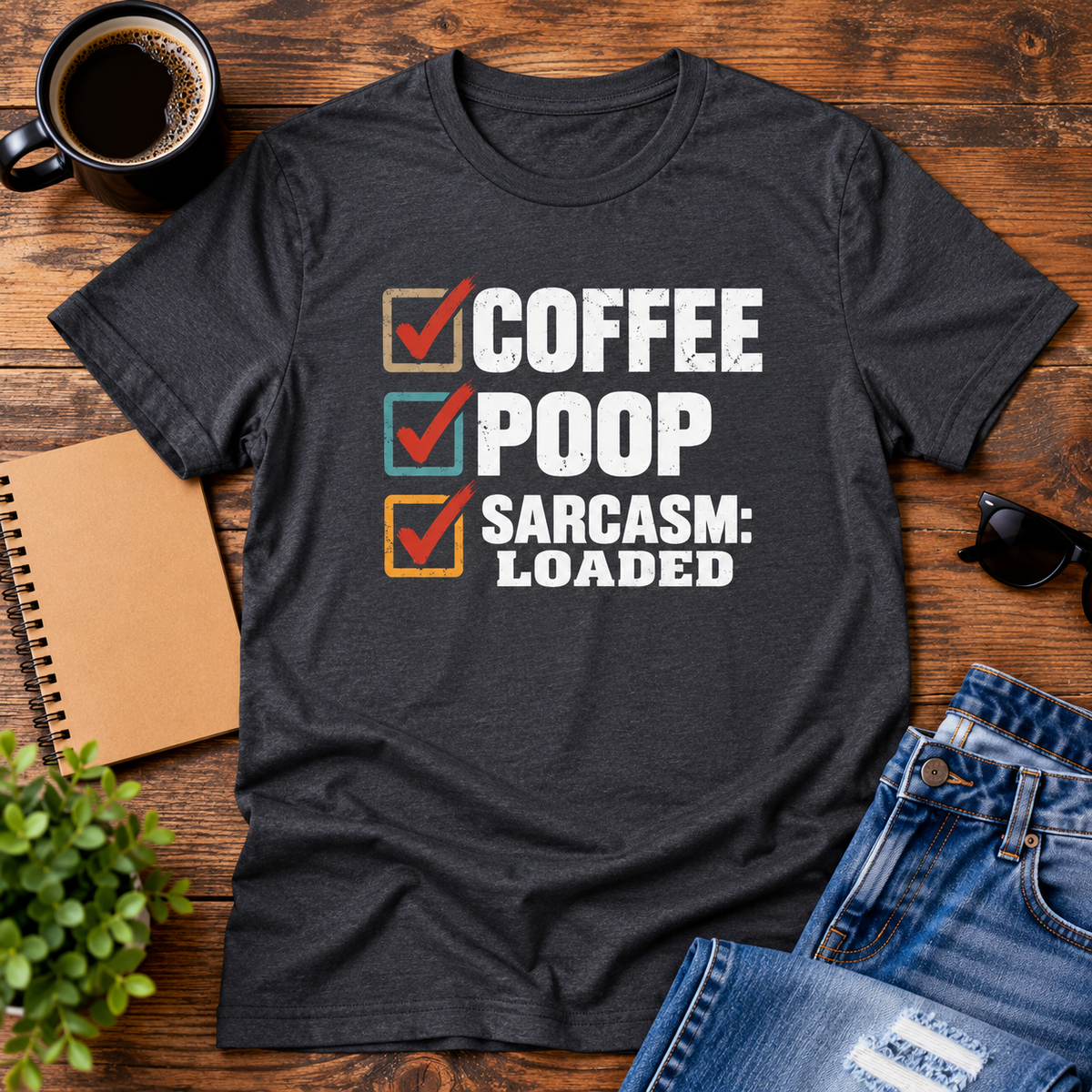 Coffee Poop Sarcasm Loaded T-Shirt