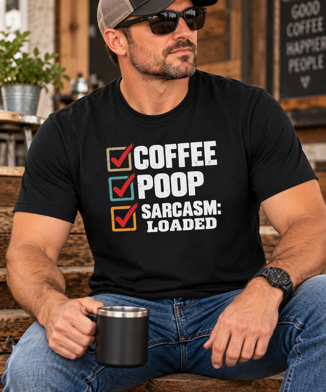 Coffee Poop Sarcasm Loaded T-Shirt