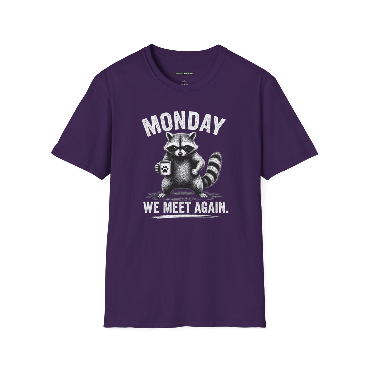Monday We Meet Again Raccoon Coffee Tee